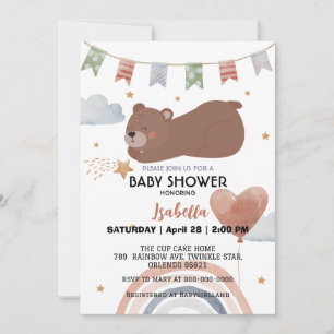 Invitation Cute BEAR baby shower de garçons afro-américains