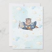 Invitation Cute Bear Blue Plane Aventure Oh Boy Baby shower (Dos)
