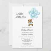 Invitation Cute Bear Boy Blue Baby Shower Invite (Devant)