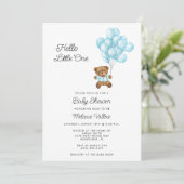 Invitation Cute Bear Boy Blue Baby Shower Invite (Debout devant)