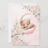 Invitation Cute Bear Croissant Lune Blush Floral Baby shower (Dos)