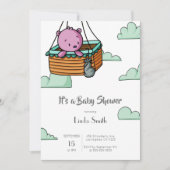 Invitation Cute Bear Cub Baby shower fille (Devant)