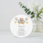 Invitation Cute Bear Eucalyptus Couple Baby Shower Botanique (Debout devant)