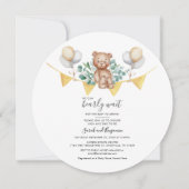 Invitation Cute Bear Eucalyptus Couple Baby Shower Botanique (Devant)