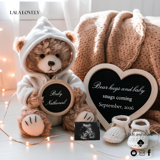 Invitation Cute Bear Gender Neutral Baby Announcement