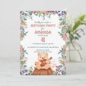 Invitation Cute Bear jouer de la guitare flora Anniversaire (Debout devant)