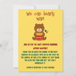 Invitation Cute Bear thème Baby shower garçon