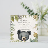 Invitation Cute Bear Wild One 1ère fête d'anniversaire (Debout devant)