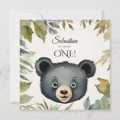 Invitation Cute Bear Wild One 1ère fête d'anniversaire (Dos)