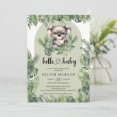 Invitation Cute bébé koala Aquarelle vert tropicale (Debout devant)