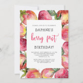 Invitation Cute Berry Premier anniversaire Fête des fraises (Devant)