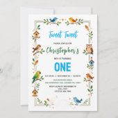Invitation Cute Birds 1st Birthday Party – Fun Kids (Devant)