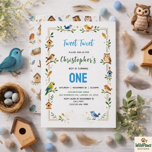 Invitation Cute Birds 1st Birthday Party – Fun Kids
