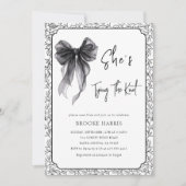 Invitation Cute Black Bow She's Tying The Knot Bridal Shower (Devant)