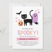 Invitation Cute Black Cat Pastel Halloween Anniversaire Éffra (Devant)