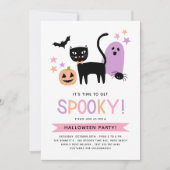 Invitation Cute Black Cat Pastel Halloween Éffrayante Party (Devant)