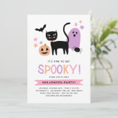 Invitation Cute Black Cat Pastel Halloween Éffrayante Party (Debout devant)