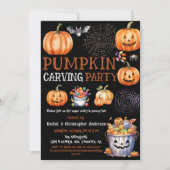 Invitation Cute Black Halloween Citrouille Soirée de Carving (Devant)