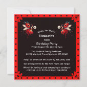 Invitation Cute Black/Red Ladybug Fairy Birthday Party (Devant)