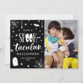 Invitation Cute Black White Spooktacular Halloween Photo (Devant)
