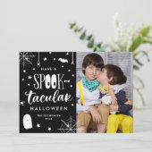 Invitation Cute Black White Spooktacular Halloween Photo (Debout devant)