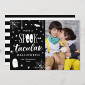 Invitation Cute Black White Spooktacular Halloween Photo (Devant / Derrière)