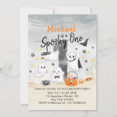 Invitation Cute blanc gris Éffrayant un premier Boo Anniversa (Devant)