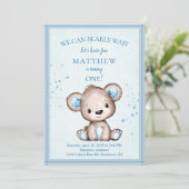 Invitation Cute Blanche Ours Brown Pour Garçon 1er Anniversai (Debout devant)