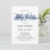 Invitation Cute Bleu Or Blanc Personnalisé Baby shower GARÉ (Debout devant)