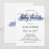 Invitation Cute Bleu Or Blanc Personnalisé Baby shower GARÉ (Devant / Derrière)