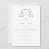 Invitation Cute bleu rocking cheval classique bébé garçon dou (Devant)