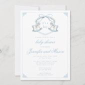 Invitation Cute bleu rocking cheval crête boho bébé garçon do (Devant)