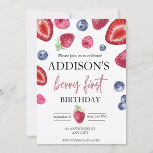 Invitation Cute Bleu Rouge Bleu Bleu Doux 1er anniversaire