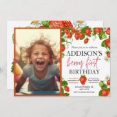 Invitation Cute Bleu Rouge Bleu Bleu Doux 1er anniversaire (Devant / Derrière)