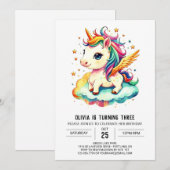 Invitation Cute Bliss Unicorn Anniversaire (Devant / Derrière)