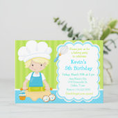 Invitation Cute Blonde Boy Baking Anniversaire (Debout devant)