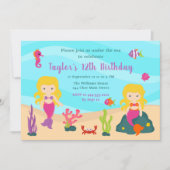 Invitation Cute Blonde Coiffure sirène Anniversaire (Devant)