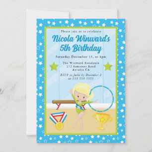 Invitation Cute Blonde Haired Girl Gymnast Anniversaire de en