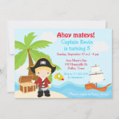 Invitation Cute Blonde Pirate Boy Fête d'Anniversaire (Devant)