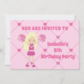 Invitation Cute Blonde Pom-pom girl fille sur mesure fête d'a (Devant)