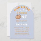 Invitation Cute Blue 1st Birthday | Our little Pumpkin (Devant)