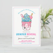 Invitation Cute Blue and Pink Ice Cream Sunday Gender Revela (Debout devant)