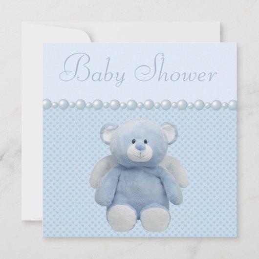 Invitation Cute Blue Angel Teddy Bear Baby Boy Shoy (Devant)