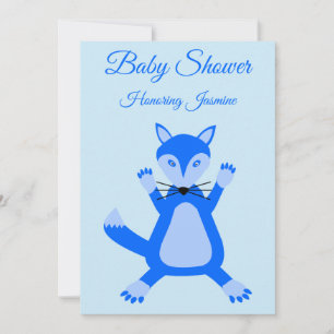 Invitation Cute Blue Baby Boy Fox Baby shower personnalisé