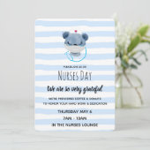 Invitation Cute Blue Bear Nurse dans un Masque - Appréciation (Debout devant)