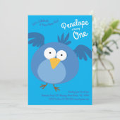 Invitation Cute Blue Birds Enfants 1er anniversaire (Debout devant)
