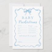Invitation Cute Blue Bow Boy Baby shower Baby Prediction Jeu (Devant)