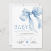 Invitation Cute Blue Bow Coquette Baby Sprinkle Baby Shower (Devant)