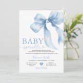 Invitation Cute Blue Bow Coquette Baby Sprinkle Baby Shower (Debout devant)