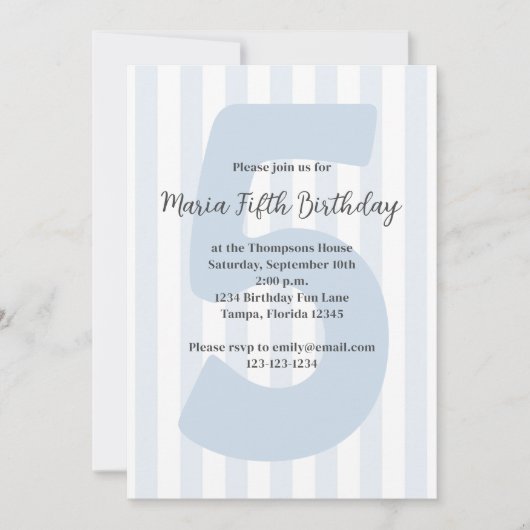 Invitation Cute Blue Boy Cinquième anniversaire Whimsday Anni (Devant)